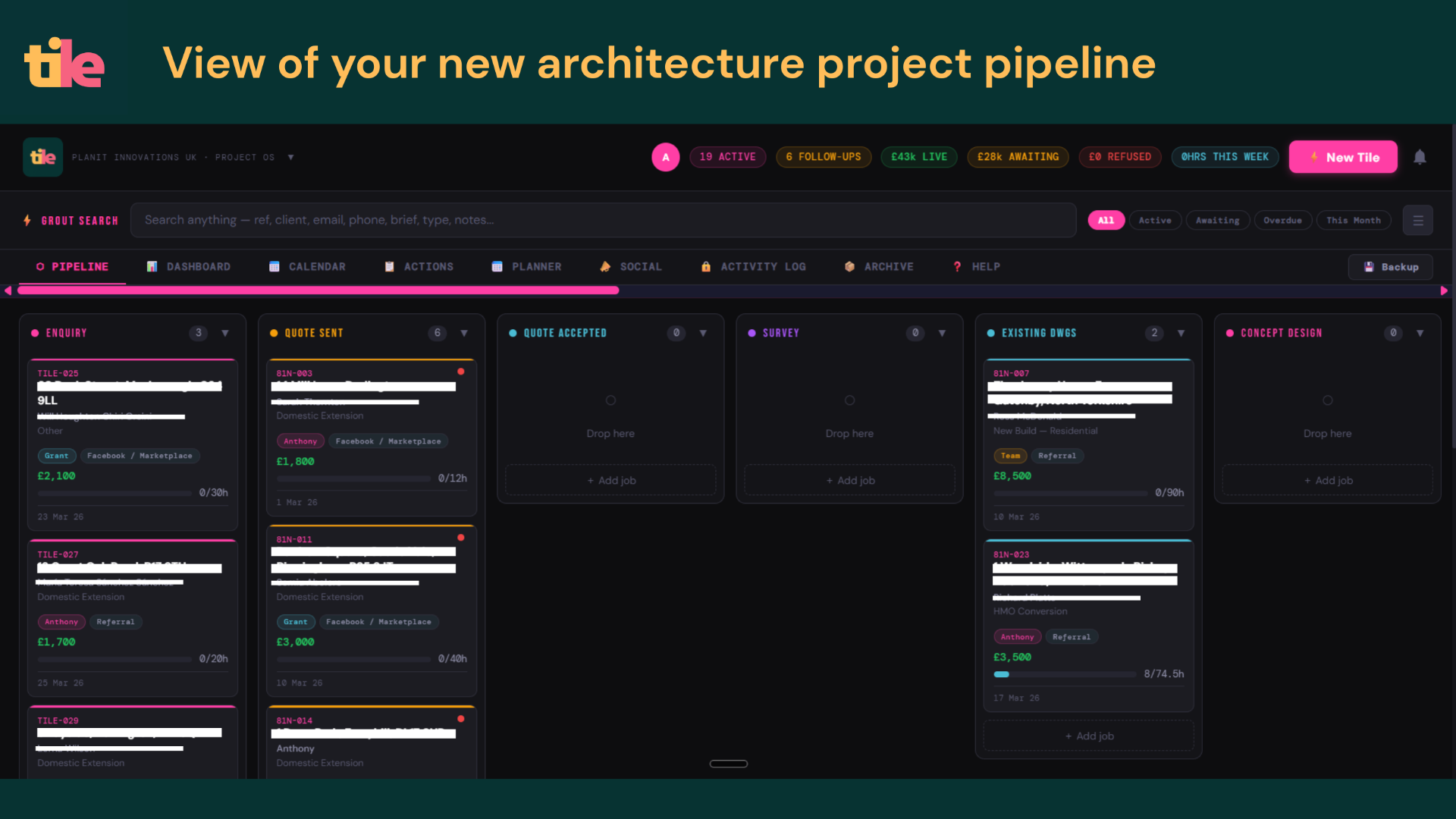 TILE pipeline view